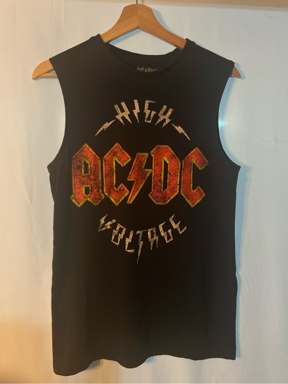 AC/DC High Voltage Muscle Tank Top Black S Official Licensed Band Tee Sleeveless